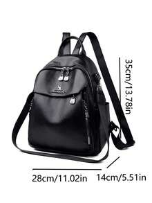 LANYIBAIGEROO Retro Soft Leather Dual Shoulder Bag Women's 2026 New Casual Multi-Function Travel Backpack Large Capacity Commuting Schoolbag - Black - View 3