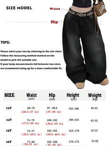 Teens' Fashionable Straight Loose Wide-Leg Casual Jeans, Suitable For All Seasons - Black - View 6