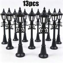 12cm/4.72in Mini Vintage Street Lamp Model, HO Scale Train Railway Layout Street Lamp Accessory, Miniature Vintage Lamp Post Scene Decoration, Suitable For Railway Scene Micro Landscape DIY Handmade Hobby Supplies - A - View 15