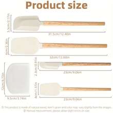 Silicone Spatula Set, Include- Spatula And Scraper Set With Plastic Scraper Plate, Long Handle Silicone Spatulas, Wooden Handle Spatulas Set, Heat Resistant Seamless Non-Stick Flexible Scrapers Baking Mixing Tool For Cooking, Baking,Kitchen - Multicolor - View 3