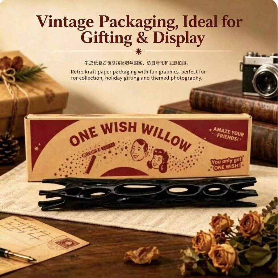2pcs One Wish Willow Wish Wand Decor, Vintage Creative Magic Prank Prop, Kraft Paper Packaging Wish Wand, Suitable For Party Decoration, Holiday Gift, Themed Photography - A - View 1