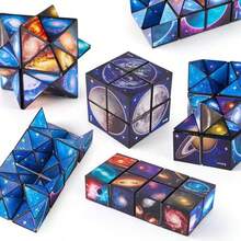 Versatile Geometric Magnetic Magic Cube, 3D Puzzle Cube, Geometric Puzzle, Thanksgiving, Christmas Gift, Classic Stress Relief Infinite Reversible, Multiple Colors Available. - Multicolor - View 3