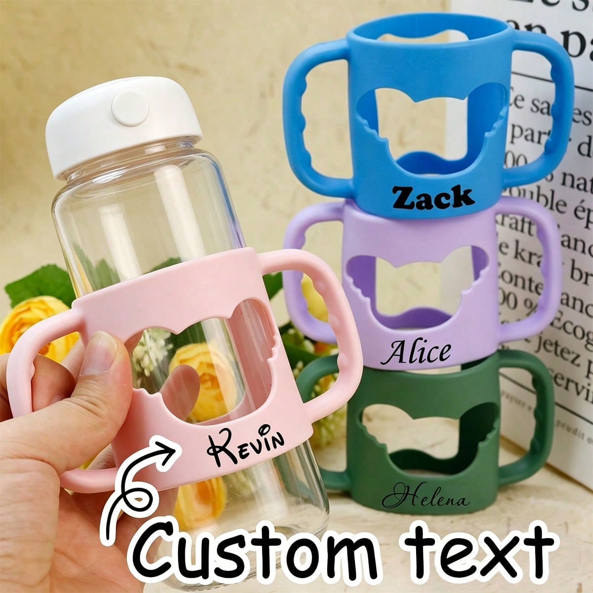 Custodia in silicone personalizzata con nome, guscio protettivo in silicone a forma di orso personalizzato, manico con foro ampio, leggera e morbida,