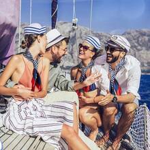4pcs Classic Striped Sailor Hat With Gold Anchor, Unisex Adult Navy Style Costume Accessory, Suitable For Theme Party, Beach Gathering, Stage Performance, Halloween Cosplay, Vacation Photo Atmosphere Decorative Hat - Striped Hat - View 6