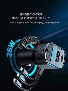 3.1A Multi-Function Car Charger & Car Media Player - Black - View 4