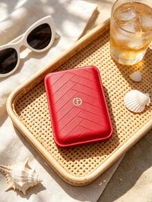 Women Magnetic Card Holder Red Card Pouch Portable High Quality For Daily Use ARMANI‑GIFT‑6 - Red - View 1