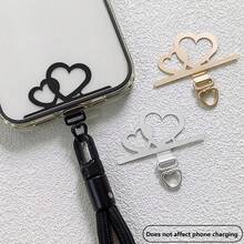 3D Rotating Heart-Shaped Metal Phone Lanyard Adapter, Metal Connector Plate, Ultra-Thin, Does Not Affect Phone Charging, Anti-Loss Phone Accessory For Outdoor Use, Hands-Free, Suitable For Various Phone Cases - Multicolor - View 10
