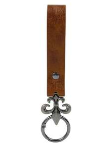 1pc Medieval Leather Belt Key Hook, Vintage Lily Metal Ring Keychain, Renaissance Viking LARP Cosplay Waist Hanging Costume Accessory, Halloween Outfit Decoration - ZSJ - View 10