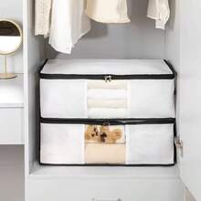 1pc-Large Capacity Bedding Storage Bag, Dust-Proof And Water-Resistant Luggage Transportation Storage Bag, Suitable For Bedrooms, Storage And Organization, For Household Use - White - View 3
