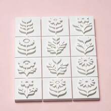 12pcs Flower Shaped Plastic Clay Stamp - Multi-Functional DIY Pottery Embossing Tool, Suitable For Clay, Wax, Resin, Handmade Crafts Embossed Jewelry | Suitable For Crafters, Hobbyists And DIY Enthusiasts - White - View 6