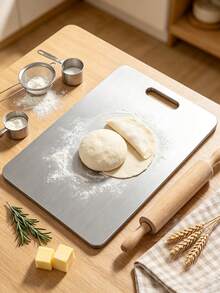 3pcs/1pc Premium Stainless Steel Double-Sided Cutting Board, Convenient Kitchen Double-Sided Stainless Steel Cutting Board, Kitchen Cutting Board For Meat, Fruit And Vegetables, Thickened, Mold-Resistant, Suitable For Kitchen And Restaurant Use, Easy To Clean With Water, Basic Kitchen Tool For Home Cooks And Cooking Enthusiasts, Cutting Meat, Cheese, Board, Board Meat, Cheese, Bread, Vegetables And Fruits, Cutting Board For Home, Dorm, Kitchen Tool, Gift For Family, Christmas, Back To School Season. - Silver - View 8
