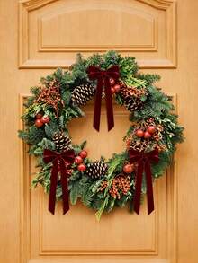 1Pc/3Pcs/6Pcs/12Pcs Burgundy Velvet Bows Christmas Tree Ornaments, 5 X 10 Inch, For Christmas Tree, Home, Room, Birthday Party, Front Door, Wedding And Other Holiday Decorations, Christmas Wreath Bows - multicolor - View 5
