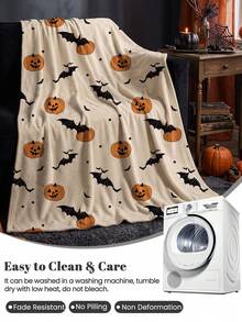 1pc Halloween Sofa Throw Blanket/Nap Blanket/Air Conditioning Room Flannel Blanket, Soft Comfortable Warm, Home Room Decor, Suitable For Living Room, Bedroom, Home, Dorm, All Season Use, Machine Washable, Autumn/Winter Decor, Gift For Girls - Multicolor - View 8