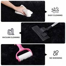 Soft Shag Rugs For Bedroom, Black Fluffy Shaggy Rugs For Living Room, Luxury Modern Plush Carpet Girls Boys Room Dorm Indoor Home Decor, Upgrade Non-Slip - 黑色 - 查看 8