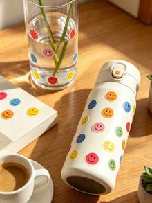 1200pcs (10 Sheets)/Set Happy Smiling Face Self-Adhesive Graffiti Stickers, Round Colorful Reward Labels, 10 Styles Happy Smiling Face PVC Waterproof Encouragement Stickers - Multicolor - View 4