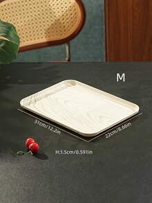 Light Wood Grain Tray, Used For Holding Food, Snacks, Drinks, Breakfast, Coffee, Rectangular Serving Tray, Durable Plastic PP Material - Beige - View 14