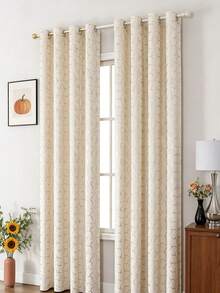 1PC White Premium Velvet Diamond Lattice Gold Foil Filtered Curtain, Suitable For All Seasons, Applicable To Bedroom, Living Room, Dining Room, Provides Great Decorative Effect, Top Lock Ring Design, Easy To Install And Remove - White - View 6