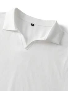 Camvyn Men's POLO, Autumn Slim Fit Square Shoulder Airplane Collar Long Sleeve T-Shirt, Casual Versatile - White - View 5