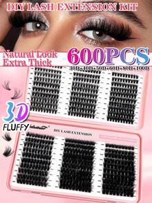 Waloshow Clusters Dense 8D Fluffy Manga Style Anime Feel Eyelash Extensions 10-18MM Cluster Eyelash Extensions, D Curl Single Eyelashes, Reusable, Suitable For Beginners-30D/100D - D - View 3