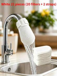 22pcs Faucet Filter Bags (Includes 20 Filter Cartridges And 2 Fixing Straps) Kitchen Drain Pipe Filter, High-Efficiency Pre-Filtration To Intercept Rust, Sediment And Impurities, Practical Water Purification Accessory - A - View 1