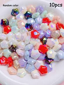 10pcs 14mm Cream Macaron Cute Star Acrylic Beads With Straight Hole, DIY Phone Chain Bracelet Jewelry Making Accessories Materials - Cream Macaron Stars - View 6