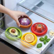 2/4Pcs Refrigerator Fresh-Keeping Boxes, Film Sealed Fruit Preservation Lids, Refrigerator Storage, Vegetable Fresh-Keeping Half-Cut Refrigeration, Mini Refrigerator Storage Boxes, Fruit And Vegetable Storage Boxes, Portable Anti-Oxidation Sealed Boxes - Multicolor - View 8