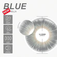 EYESHARE EYESJARE 1對新款彩色隱形眼鏡 棕色眼妝隱形眼鏡 高品質藍灰色綠色隱形眼鏡 適合婚禮情人節禮物 6個月拋棄式 14.2mm 適合日常約會與節日活動 - COACHELLA藍 - 查看 5