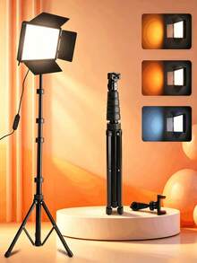 LED Video Light Strip With Extendable Tripod - Adjustable Brightness Lighting, Suitable For Photography Studio, Makeup Shooting, Live Streaming, Product Photography And Social Media Content Creation - Black - View 1
