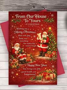 10/2pcs/Set Christmas Greeting Cards With Envelopes, Suitable For Friends, Family And Neighbors, Holiday Blessings, 2D Cards, Perfect For Family Exchange And Winter Gatherings, Christmas Cards, Perfect Christmas Invitations - One Size Fits All - View 1