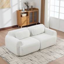 Modular Compression Sofa Made Of Chenille Fabric Filled With 30D High Resilience Foam. Easy To Move And With Non-Slip Base, Ideal For Living Rooms And Other Rooms.Ivory, 189 X 91 X 71 Cm - White - View 3