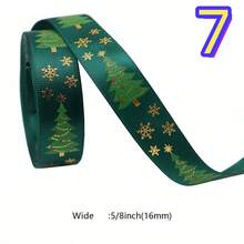 Christmas Green Red Ribbon With Merry Christmas Santa 5 Yards, Christmas Satin Ribbons For Gift Wrapping Hair Crafts Bows Making Tree Ornaments, Wreaths, Garlands, DIY Crafts - Multicolor - View 13