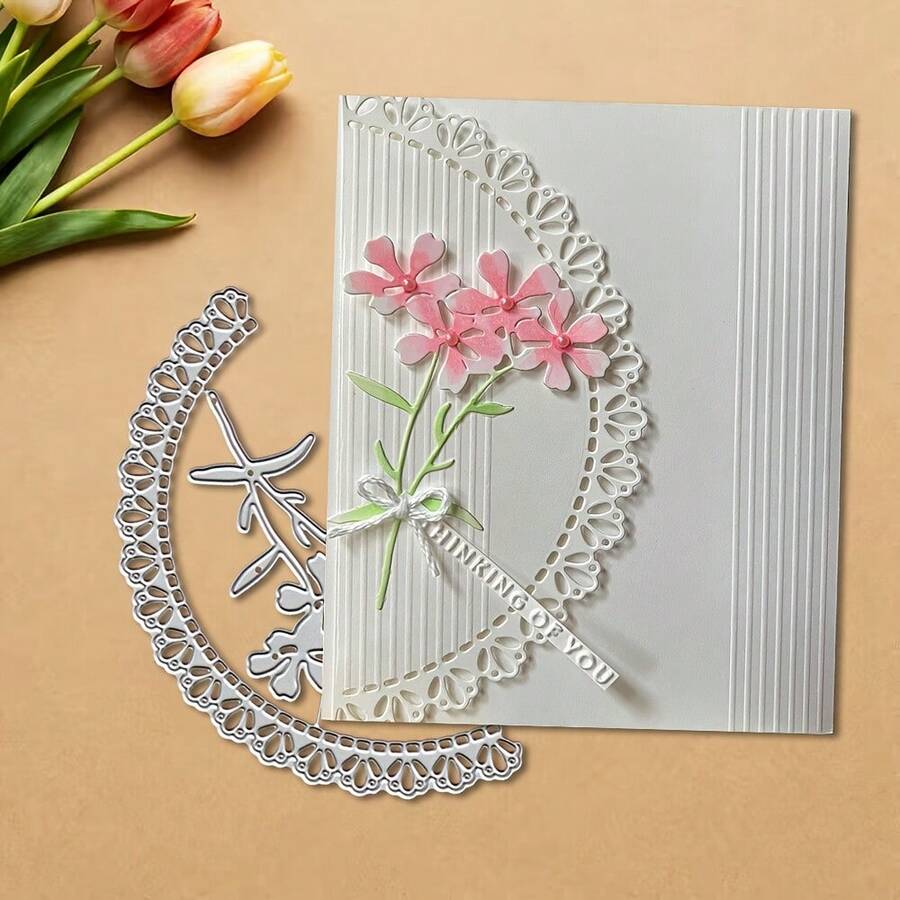 1pc Creative Lace & Floral Metal Cutting Template, Suitable For Scrapbooking And Handmade Crafts, Embossing Template, Handmade Cards And Gift Card Making Tool
