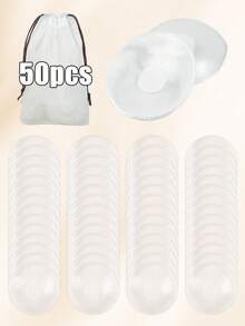 2-50pcs Silicone Nipple Covers Reusable Sticky Breast Petals With Storage Bag For Swimwear Dress,Holiday Essentials,Travel,Sticky Bra - Clear - View 2