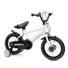 White Compact‑Sized Bicycle With 14‑Inch Wheels, Carbon‑Steel Framed Kids Cycle Equipped With Height‑Modifiable Seat For Flexible Riding Position Adjustment. This Lightweight Framed Two‑Wheeler Features Adaptable Saddle Height - White - View 2
