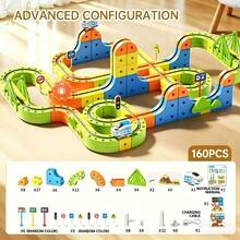 DIY Assembly Anti-Gravity Track Car, Flexible Track Set For Kids, Electric Train With Traffic Signs, Children's Train Set Toy, High-Speed Train Track, Educational Electric DIY Toy For Kids, Magic Track Toy Car, Birthday Gift For Boys And Girls - DIY Building Block Track Car - Deluxe Version [160PCS] - View 3