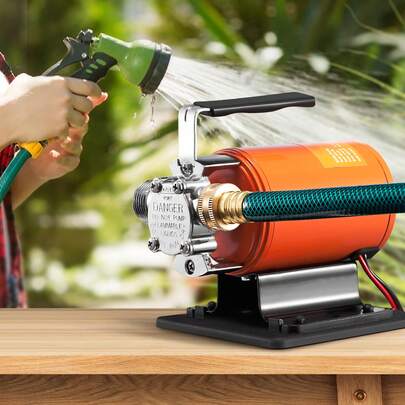 Water Transfer Pump, 12V DC 360 GPH 1/10HP, Portable Electric Utility Pump With 6 Ft Suction Hose Kit, Impeller, Suction Strainer, For Garden, Rain Barrel, Pool, Pond, Hot Tub, Aquarium Draining