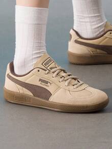 Puma 男女通用復古經典滑板鞋 Palermo Pop 舒適輕量透氣運動休閒鞋 403257-04 - 烤杏仁色-棕色 - 查看 1