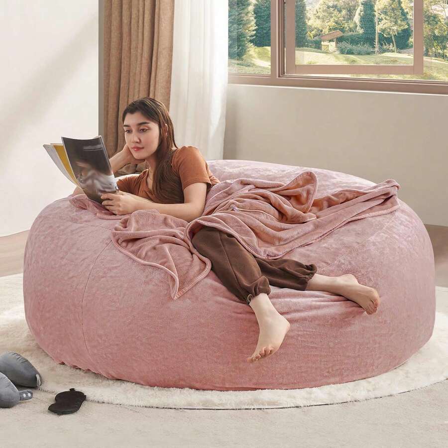 6FT Bean Bag Bean Bag Chair Sofa For Adults Soft And Comfortable Reading Chair Suitable For Bedrooms Balconies And Other Places 150 X 150 X 60 Cm - Pink - View 1