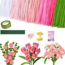 Pink Pipe Cleaners Flower Kit, 450pcs 7Colors Chenille Stems | Pipe Cleaners Bulk For DIY Crafts, Flower Making Kit, Soft Chenille Stems For Art Projects, Home & Party Decorations - Multi-color - View 2