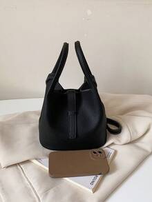 1 Solid Color Vegetable Basket Hand-Held Shoulder Crossbody Bag, Fashionable And Versatile, Suitable For Women's Daily Use, Commuting, Travel - Black - View 7