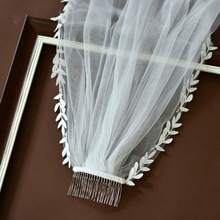 2026 Long Lace Veil, 1pc 95cm Eyelash Lace Train, Built-In Metal Comb, Suitable For Church And Cathedral Weddings, Bohemian Style - White - View 5