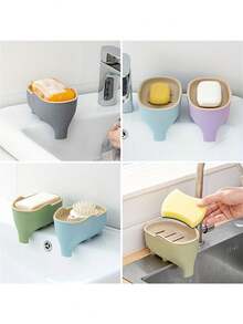 New Double-Layer Creative Cute Elephant Shaped Soap Dish, Bathroom Home Decor, Drainage Rack, Suitable For Kitchen - A - View 12