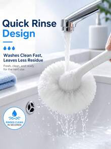 Multifunctional Bathroom Cleaning Brush, Long-Handled Bathtub Brush, Soft-Bristle Scratch-Free Scrubber, Round Fluffy Bathroom Brush; Suitable For Cleaning Bathrooms, Showers, Tiled Walls, Bathtubs, Sinks, And Floors; Household Bathroom Cleaning Tool - A - View 3