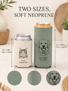 Personalized Can Cooler For Pet Lovers, Turn A Pet Portrait Into Custom Line Art With Names Or Dates, Neoprene Drink Sleeve For Standard And Slim Cans At Weddings, Parties And Outdoor Gatherings - Multicolor - View 9