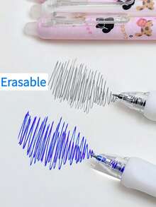 8pcs Erasable Retractable Cartoon Animal Design Neutral Pens 0.5mm Blue/Black Ink Water-Based Pens Office & School Supplies - Erasable - View 5