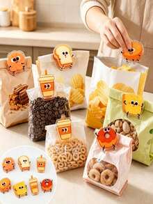 Cute Toast Acrylic Pp Bag Clips,Cute Toast Sealing Clips, Acrylic Snack Bag Clips, Reusable Photo Paper Clips For Kitchen Office Home Decoration - Multicolor - View 1