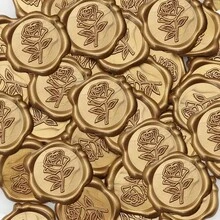 10/20/50pcs Self-Adhesive Wax Seal Stickers, Vintage Embossed Leaf Pattern Gold Envelope Seals, For Wedding Invitations, Gift Boxes, Party Packaging Decoration, Back To School Season - Multicolor - View 3