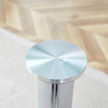 Modern Glass And Metal Dining Table – Diameter 89cm - 銀色和透明 - 查看 7