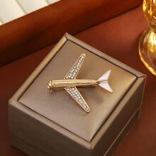 1pc Fashionable Rhinestone Inlaid Simple Airplane Shaped Brooch, Coat Suit Pin, Clothing Accessory Lapel Pin For Men & Women, Daily Wear - airplane brooch - View 3