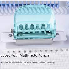 1pc 6-Hole Loose Leaf Hole Puncher, Suitable For A5/B5/A4, Ruler Design For Easy Punching, Portable With Debris Collection Box Loose-Leaf Book DIY Binding Supplies - A - View 8
